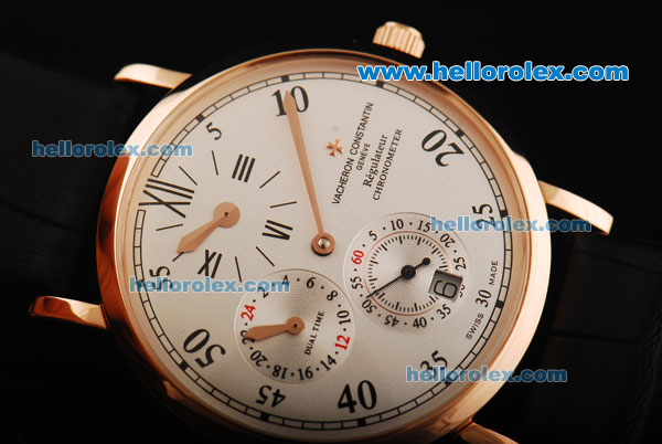 Vacheron Constantin Patrimony Regulator Dual Time Manual Winding Movement with White Dial - Click Image to Close